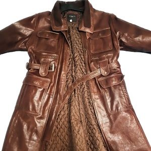 Brown Leather Trench Coat